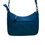 Aphison Women’s Blue Vegan Leather Adjustable Strap Zip Closure Shoulder Bag