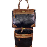 Samantha Brown Women’s Black & Brown Croc-Embossed Rolling Carry-On Luggage