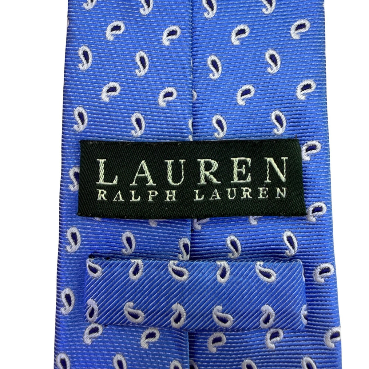 Lauren Ralph Lauren Mens Blue Silk Printed Tie With White Paisley Pattern Italy