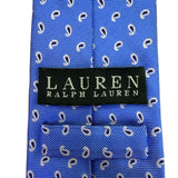 Lauren Ralph Lauren Mens Blue Silk Printed Tie With White Paisley Pattern Italy