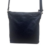 Tommy Hilfiger Women’s Black Monogram Adjustable Strap Zippered Crossbody Bag