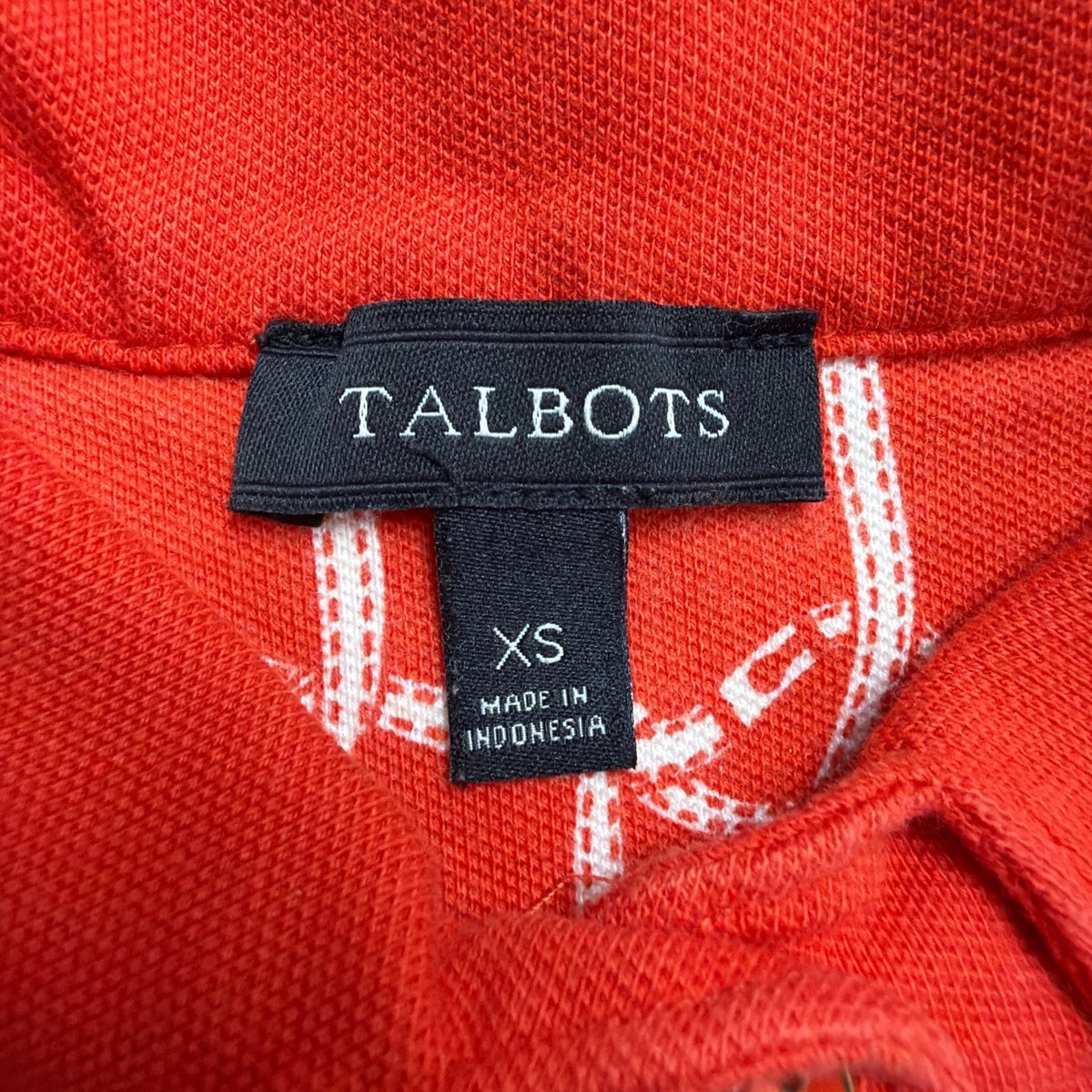 Talbots Womens Orange Chain-Print Long-Sleeve Collared Shirt Sz XS