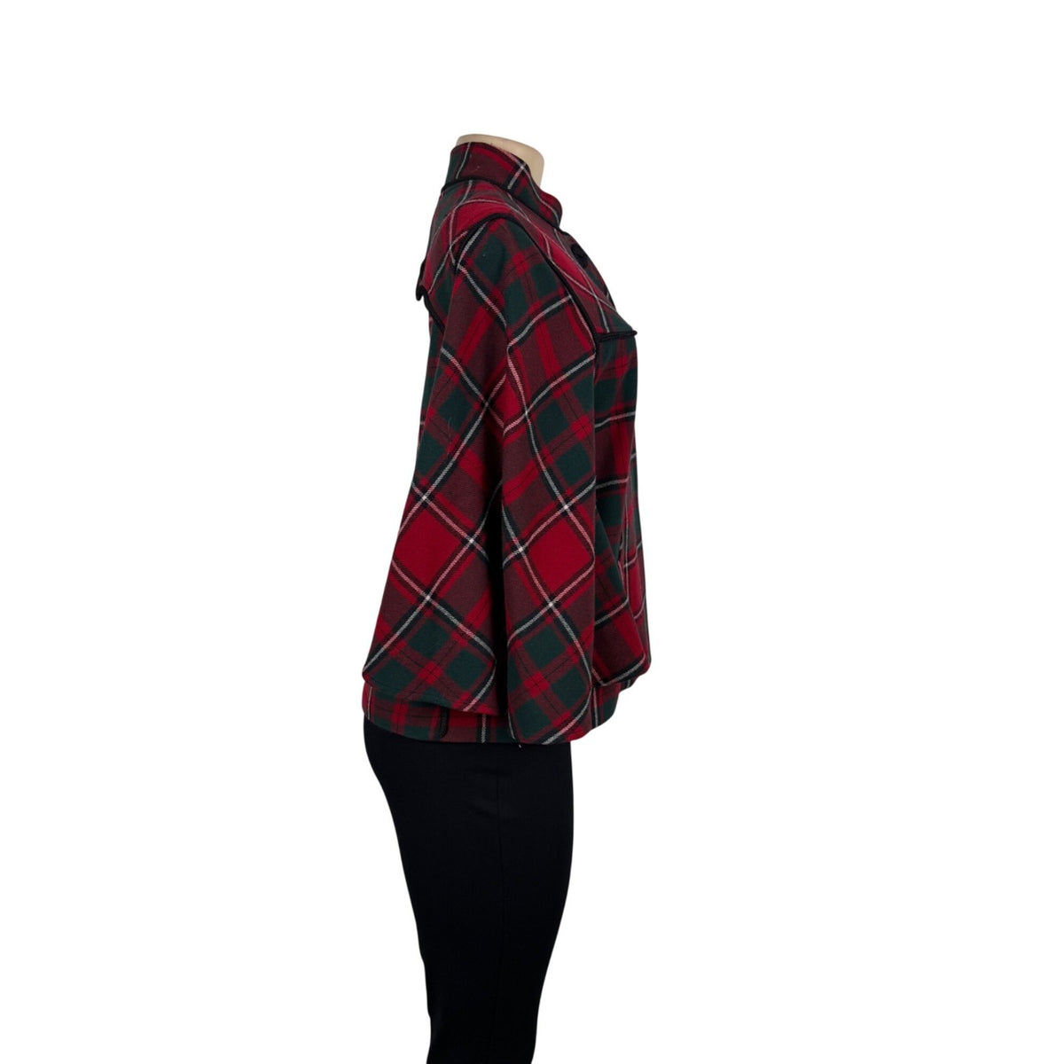 Pendleton Womens Red Green Wool Plaid Jacket 3/4 Sleeve Button Front Size S