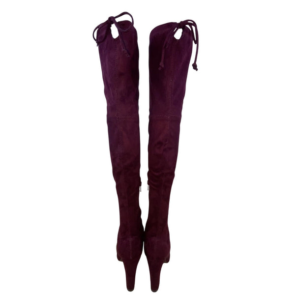 Unisa Women’s Purple Suede Back Tie Pull-On Over-Knee High Heel Boots Size 6.5M