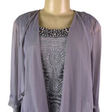 R&M Richards Womens Gray Polyester 3-Piece Jacket Top Pants Set Size 12 Formal W