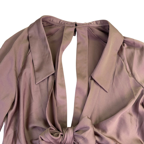 Asos Womens Mauve Tie-Front Long-Sleeve Dress Buttoned Size US 10