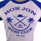Ron Jon Womens Royal/White Surf Club Raglan Crop Top Size M