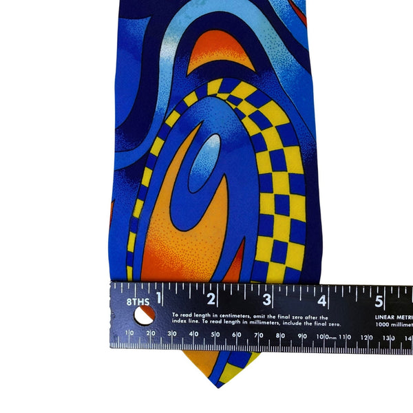 Rush Limbaugh No Boundaries Collections Blue Silk Tie Flame & Checkered Pattern