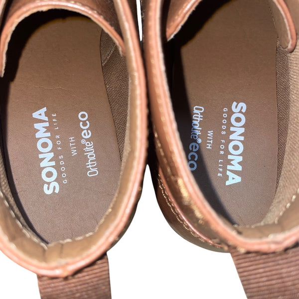 Sonoma Men’s Cognac Brown Faux Leather Lace-Up Ortholite Aaron Ankle Boots Sz 8M