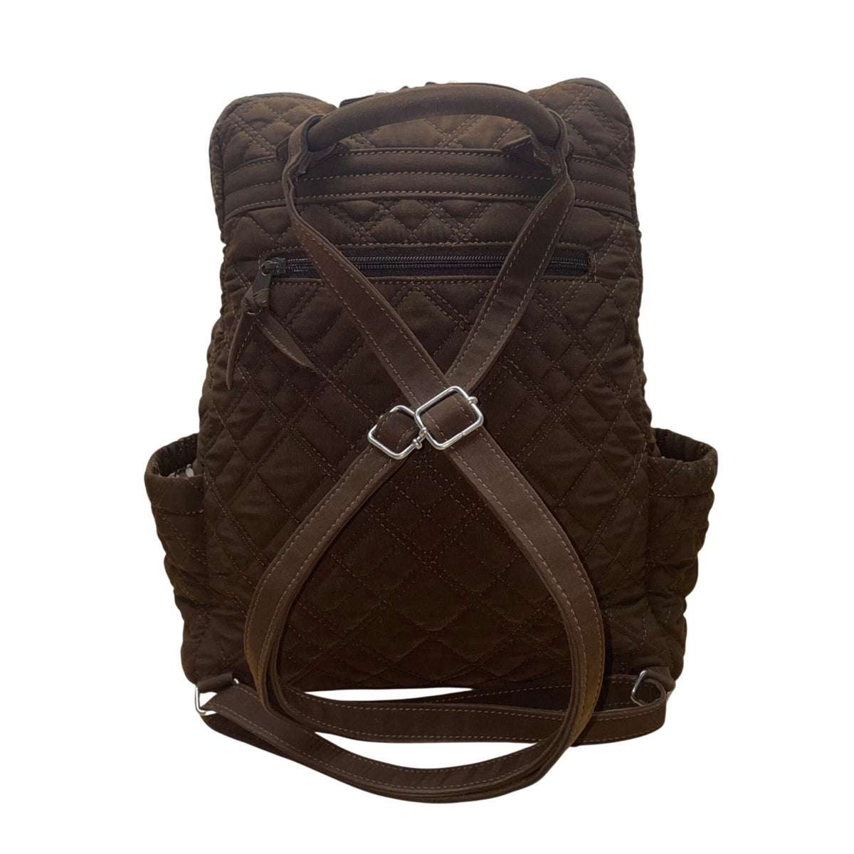 Vera Bradley Women’s Brown Quilted Fabric With Buckle Front Pocket Backpack