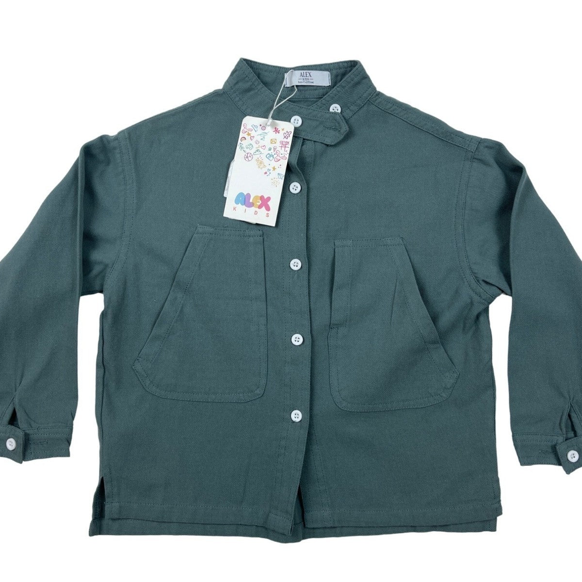 Alex Kids Khaki Long Sleeve Button-Down Shirt Size 122 For 6-7 Yrs New
