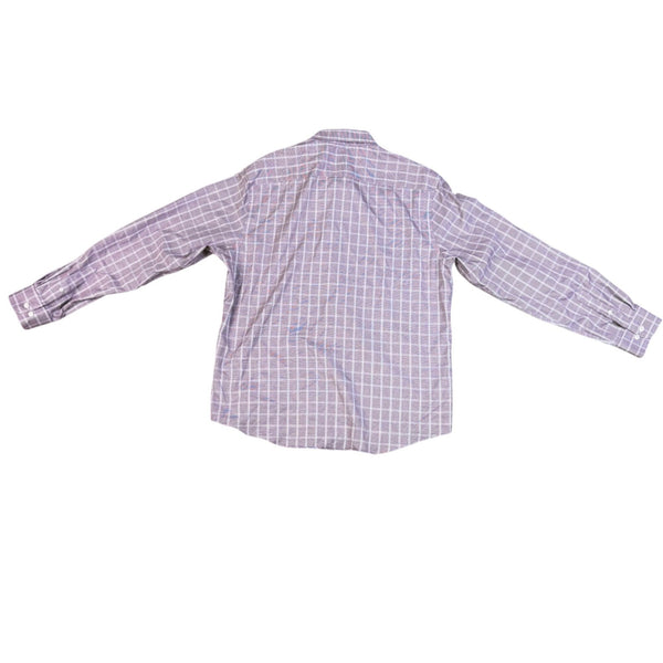 Egara Mens Burgundy White Non-Iron Plaid Button-Down Shirt Size XL