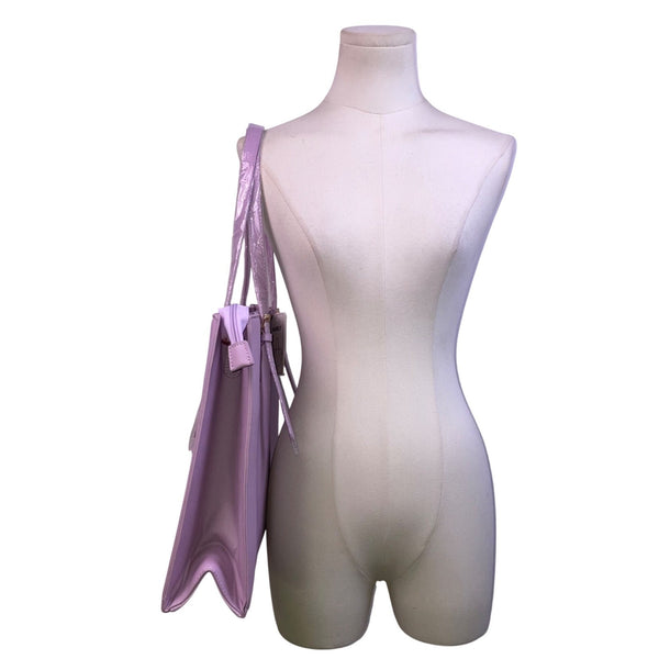 Nubily Women’s Lavender Faux Leather With Long Straps Zipper Pocket Laptop Tote