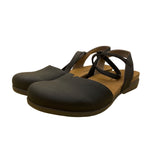 Athlefit Womens Black Leather Cross-Strap Open Toe Sandals Sz 8.5