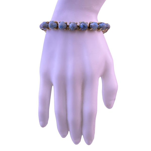 Vintage Gold Tone Womens Bracelet Blue Turquoise-Like Stones
