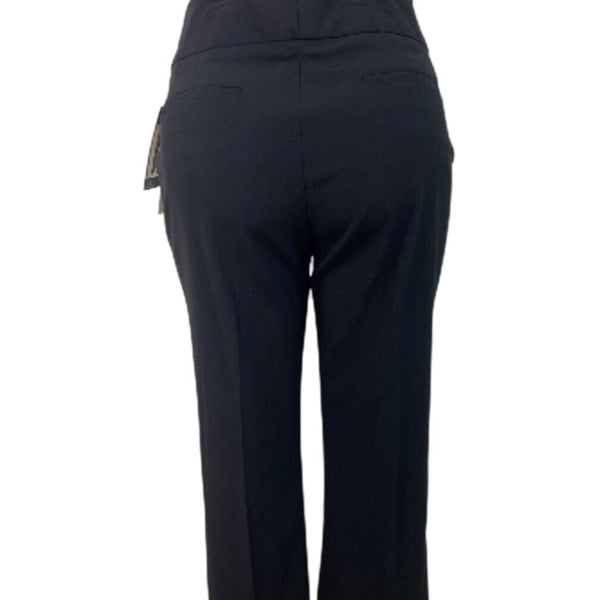 Kenneth Cole Women Black Dress Pants Short High-Waist Wide Leg Hook Sz 12 - New