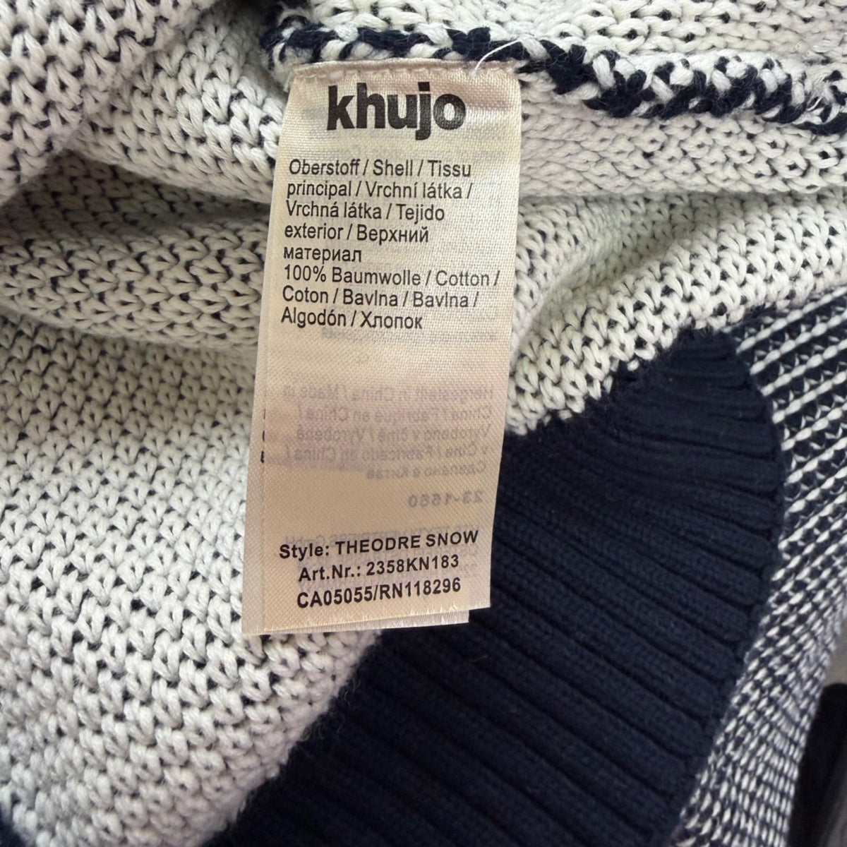 Khujo Womens Navy & White Sweater With Funnel Neck Pullover Stylish Sz M - New
