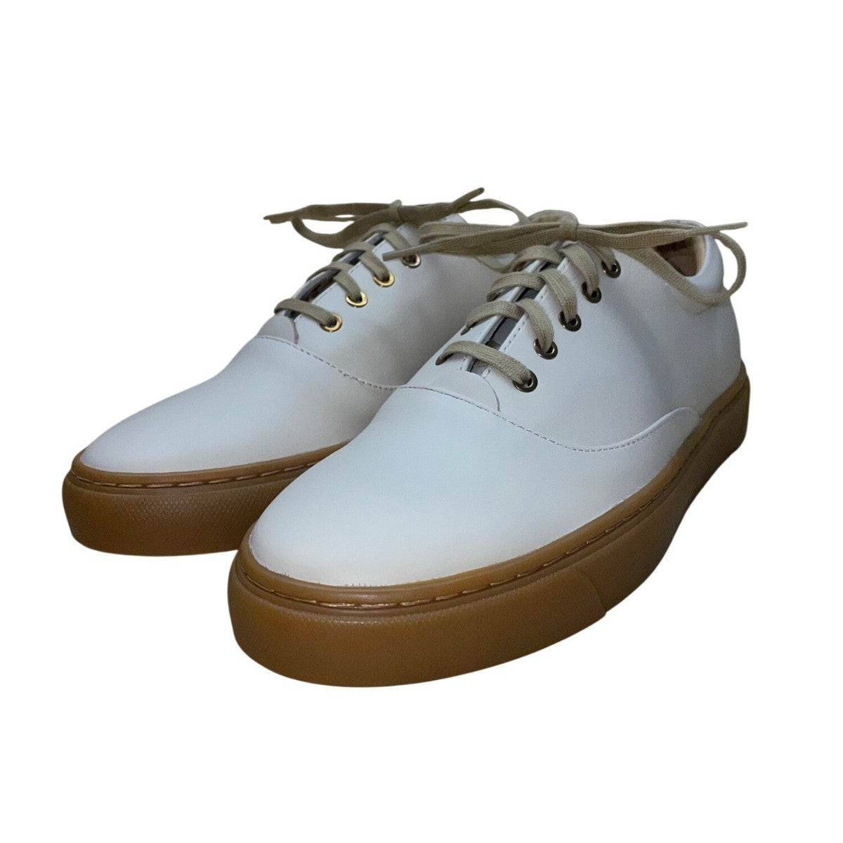 Nisolo Women’s White Leather Gum Rubber Sole  Lace-Up Sneakers Size 8.5