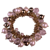 Chicos Womens Gold Tone Faux Pearl & Clear Crystal Stretch Bracelet Multi-Bead