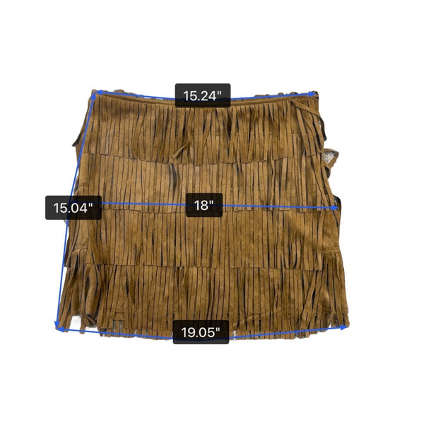 Mango Women Brown Suede Fringe Skirt Western Style Lightweight Size 4