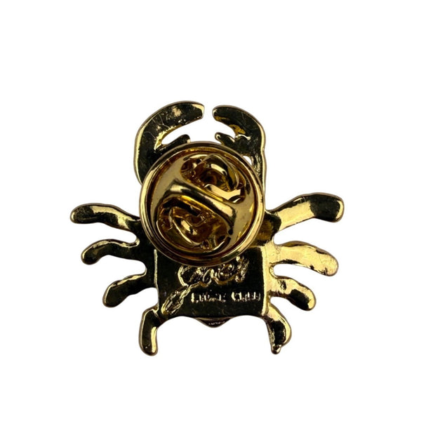 Joes Gold-Tone Rhinestone Crab Pin Brooch Lapel Pin Small Size Unique Accessory