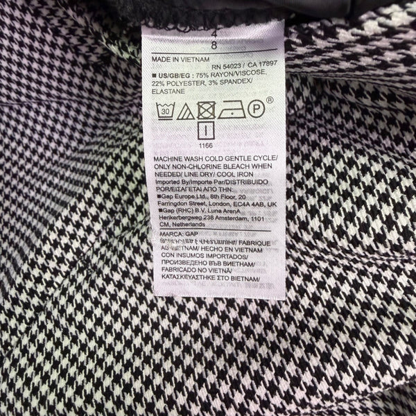 Gap Womens Black & White Houndstooth High-Rise Kick Fit & Stretch Pants Size 4