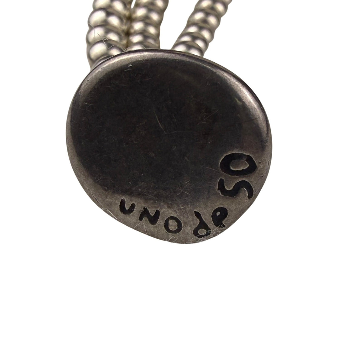 Uno De 50 Womens Silver Tone & Leather Beaded Faux Pearl Bracelet