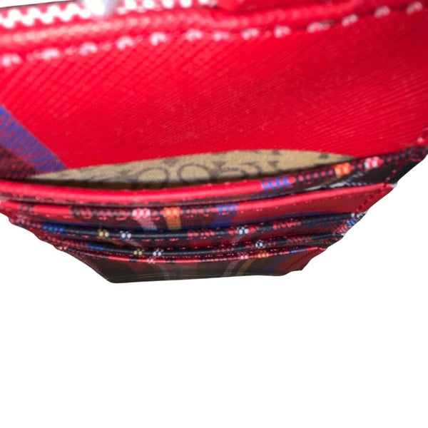 Plaid Women’s Red Faux Leather Clutch Pouch With Coin Purse & Tassel Keyring