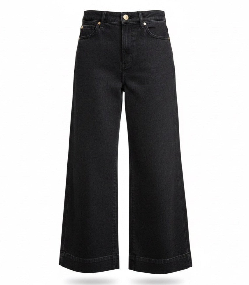 Ann Taylor Womens Black Wide Leg Jeans Size 8