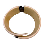 Resin & Metal Womens Beige Bangle Bracelet Hinged Clasp Modern Polished Design