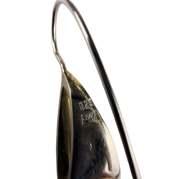 Loru Sterling Silver Modernist Pendant & Drop Earrings Set Abstract Mid Century