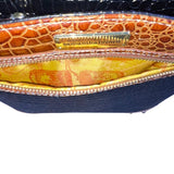 Samantha Brown Women’s Black & Brown Croc-Embossed Rolling Carry-On Luggage