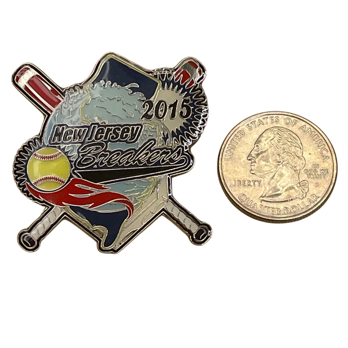New Jersey Breakers 2015 Softball Trading Pin Baseball Bats Design