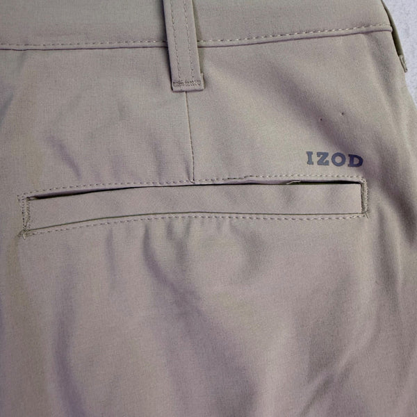 Izod Mens Beige Stretch Golf Pants With Flat Front & Belt Loops Size 32 L32