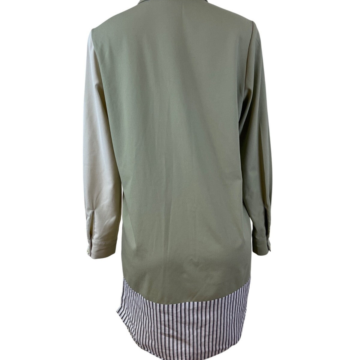 Kayra Womens Green Multicolor Striped Shirt Dress Long Sleeve Size 38