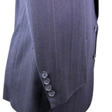 Christian Mens Navy Virgin Wool Pinstripe Suit Jacket & Pants Two Piece Set