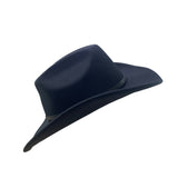 Black Western Cowboy Hat Unisex Faux Felt Buckle Accent Size OS
