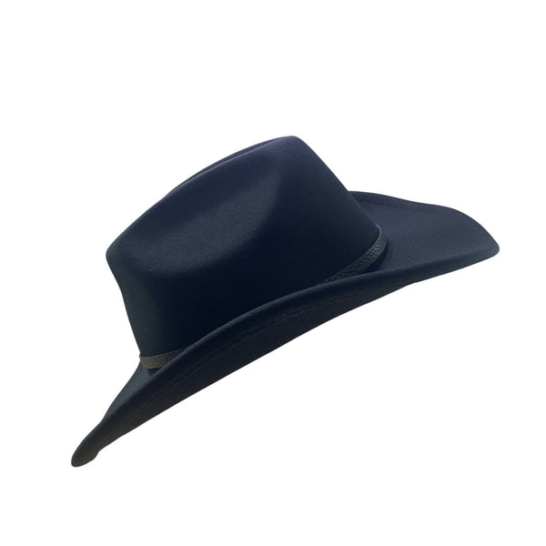 Black Western Cowboy Hat Unisex Faux Felt Buckle Accent Size OS