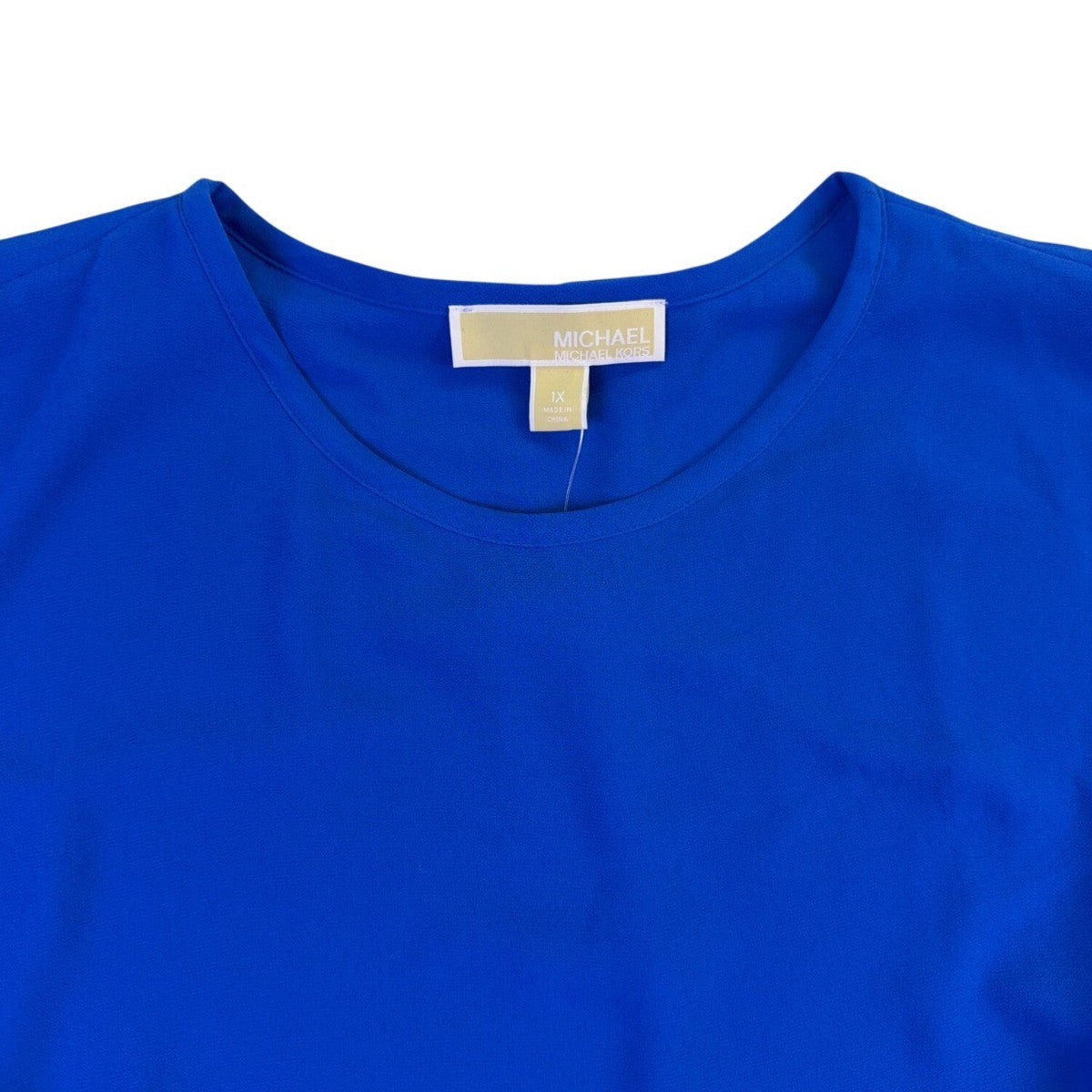 Michael Kors Womens Blue Short Sleeve Layered Hem Top Size 1X