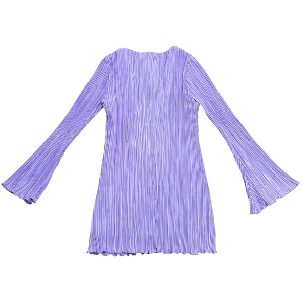 Hello Molly Womens Lavender Pleated Bell Sleeve Mini Dress Tie Detail Size 6