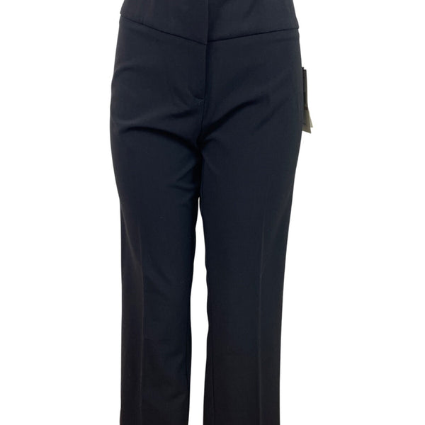 Kenneth Cole Women Black Dress Pants Short High-Waist Wide Leg Hook Sz 12 - New