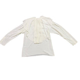 Regina Porter Womens Ivory Ruffle Front Button Long Sleeve Blouse Size 10