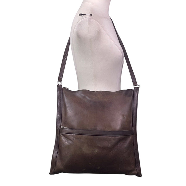 Halston Women’s Brown Leather Large Pocket Everyday Tote Shoulder Bag