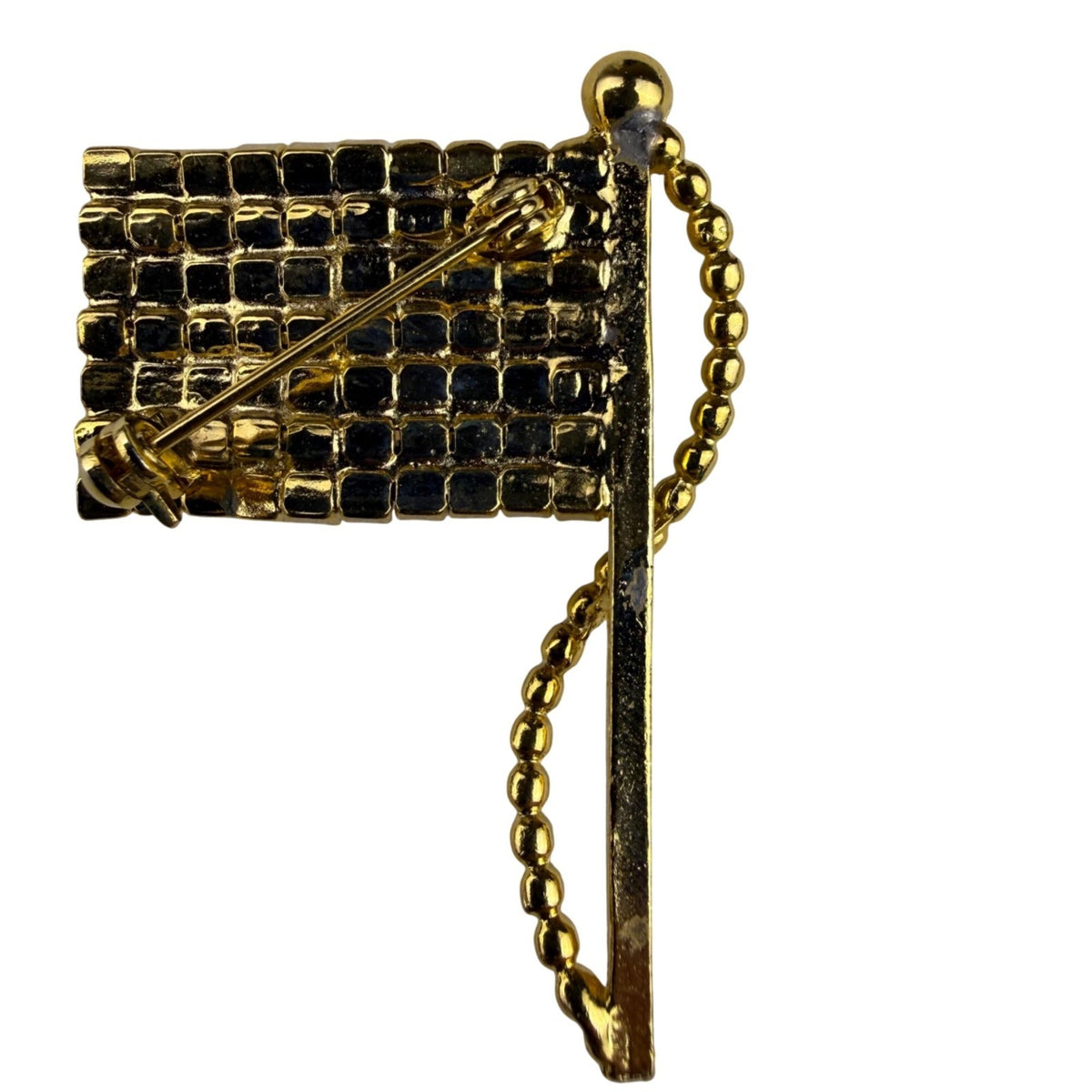 Jewlart Women Gold Tone Crystal Flag Brooch Pin Rhinestone USA Design