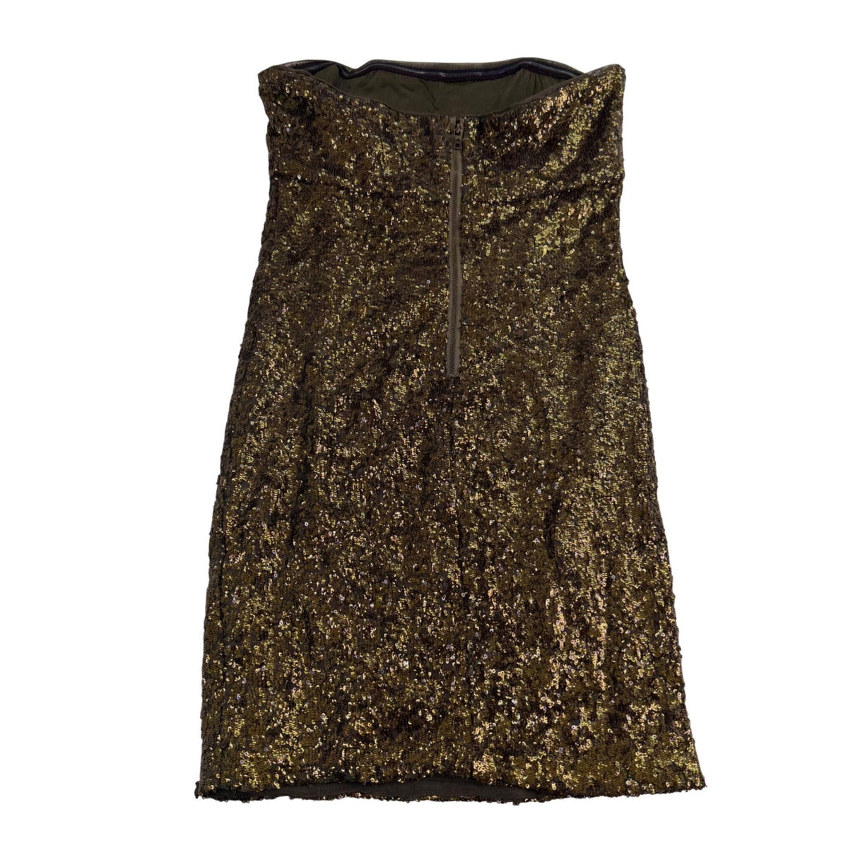 Alice + Olivia Womens Gold Polyester Strapless Glitter Sequin Cocktail Dress 8