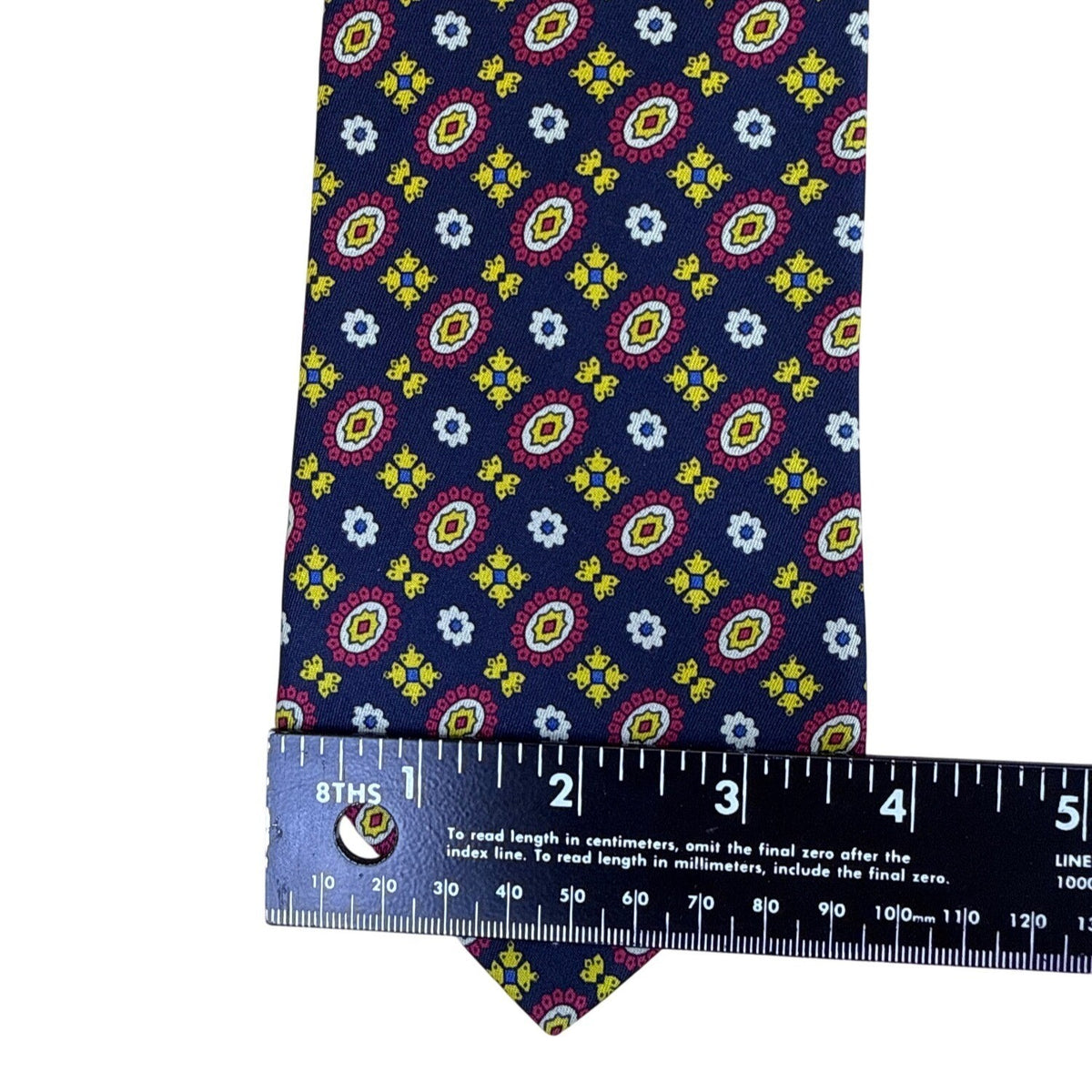 Vintage Brooks Brothers Mens Blue Yellow Red All Silk Handmade Pattern Neck Tie