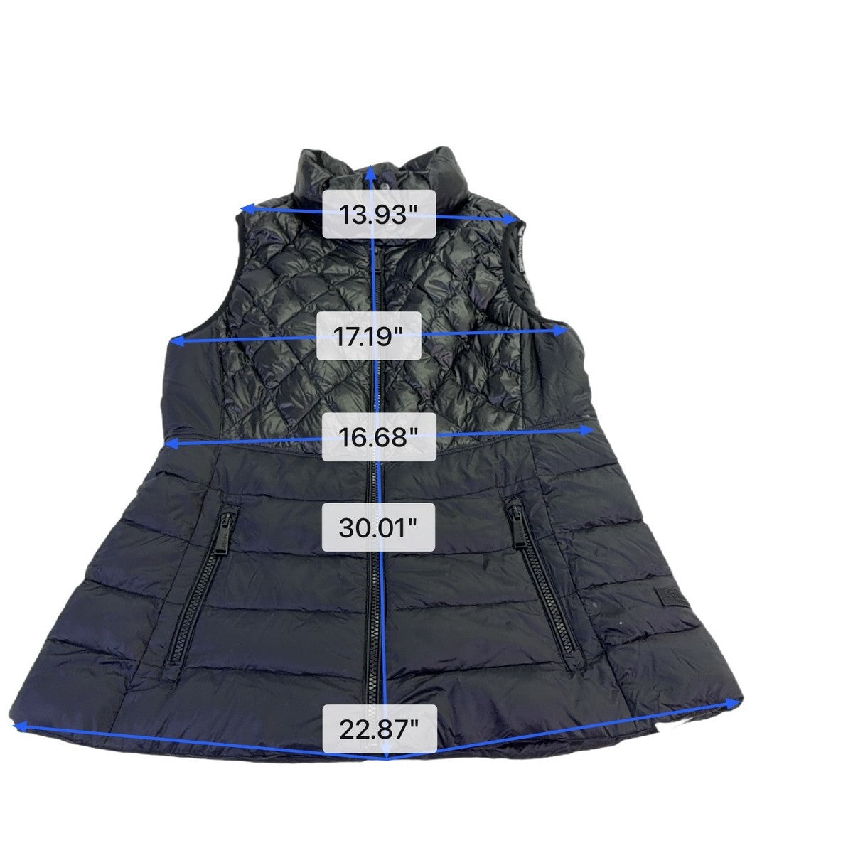 Calvin Klein Womens Black Quilted Down Puffer Vest Zip Pockets Lightweight Sz M