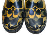 Coach Womens Black & Yellow Rubber Patterned Paisley Rain Boots Size 8M