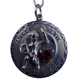 Sterling Silver Women’s Angel/Devil Pendant Necklace With Ruby Heart