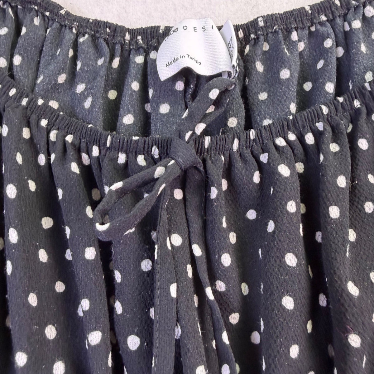 Asos Womens Black White Polka Dot Short-Sleeve Smocked Mini Dress Size 10